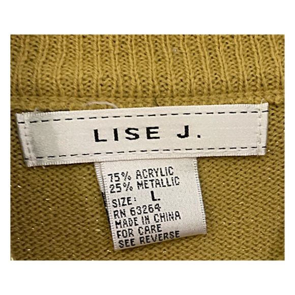Lise J. Sweater Vintage stunning Y2K style metallic gold sweater Size L - Picture 3 of 5